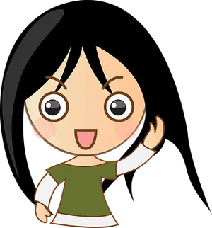 Animated Girl Waving Cute Cartoon PNG Image