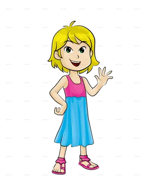 Animated Girl Waving Hello PNG Image