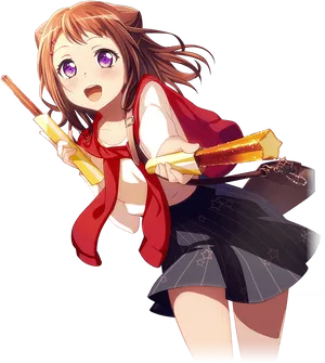 Animated Girl With Bangsand Snack PNG Image