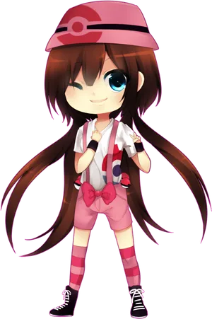 Animated Girlin Pink Sports Outfit PNG Image