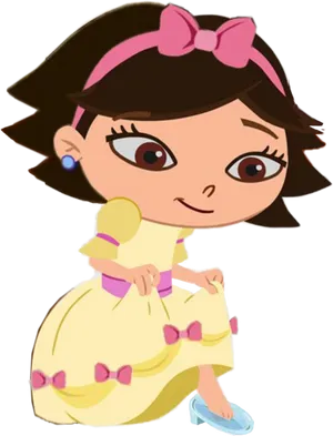 Animated Girlin Yellow Dress PNG Image