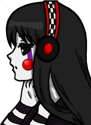 Animated Girlwith Headphonesand Striped Shirt PNG Image