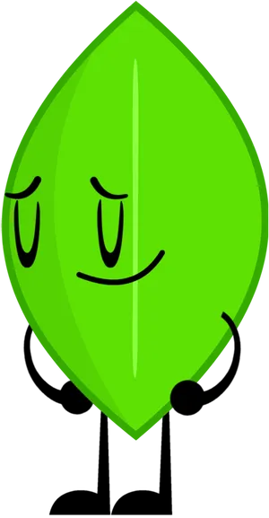 Animated Green Leaf Character PNG Image