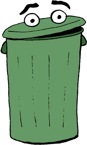 Animated Green Trash Can Character PNG Image