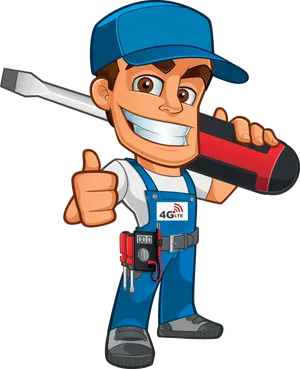 Animated Handyman Thumbs Up PNG Image