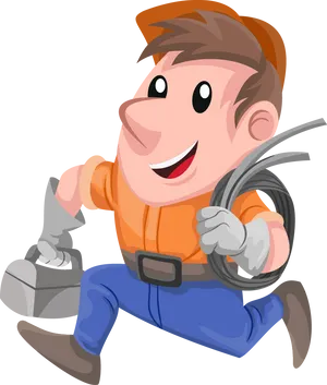 Animated Handymanwith Tools PNG Image