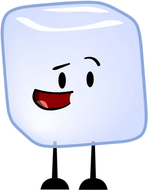 Animated Happy Ice Cube Character PNG Image