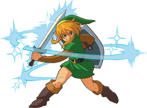 Animated Hero With Swordand Shield PNG Image