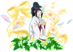 Animated Hinata Traditional Dress PNG Image