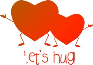 Animated Hugging Hearts PNG Image