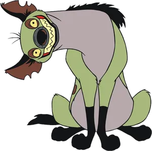 Animated Hyena Character Sitting PNG Image