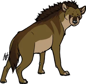 Animated Hyena Standing Side View PNG Image