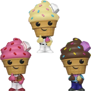 Animated Ice Cream Characters Posing PNG Image