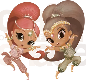 Animated Indian Dancers PNG Image