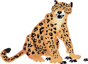 Animated Jaguar Sitting Pose PNG Image