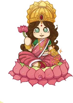 Animated Lakshmion Lotus PNG Image