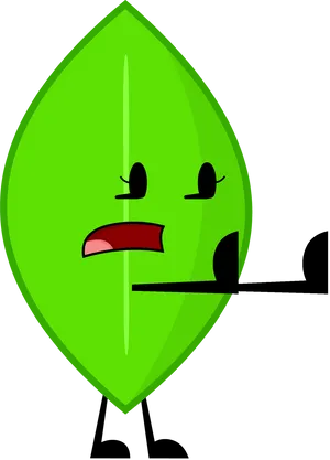 Animated Leaf Character Standing PNG Image