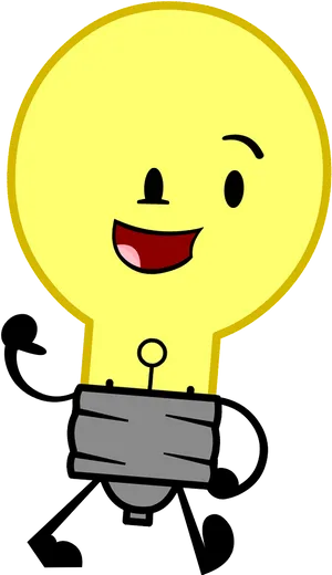 Animated Lightbulb Character Smiling PNG
