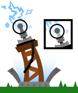 Animated Lightning Tower Destruction PNG Image