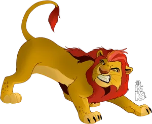 Animated Lion Character Prowling PNG Image