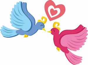 Animated Love Birds With Heart PNG Image