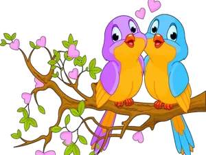 Animated Love Birdson Branch PNG Image