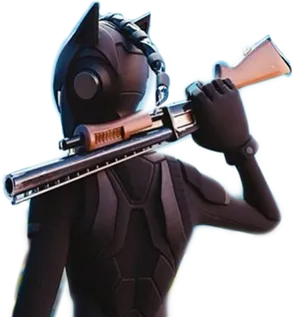 Animated Lynx Character With Rifle PNG Image