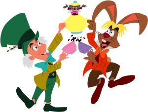 Animated Mad Hatterand March Hare PNG Image