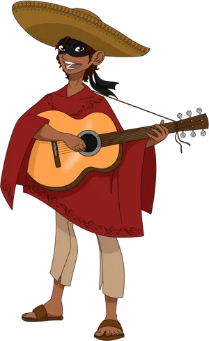 Animated Mariachi Guitar Player PNG Image