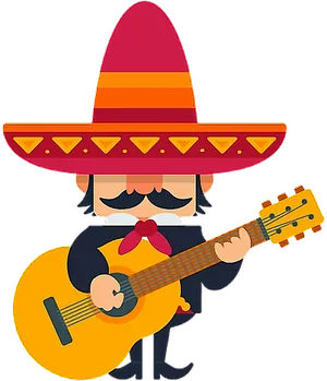 Animated Mariachi Guitar Player PNG Image