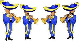 Animated Mariachi Trumpet Players PNG Image