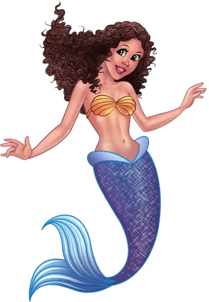 Animated Mermaid Illustration PNG Image