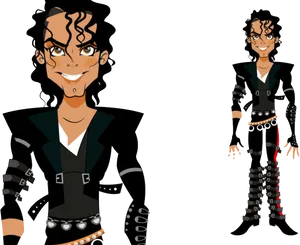 Animated_ Michael_ Jackson_ Style_ Illustration PNG Image