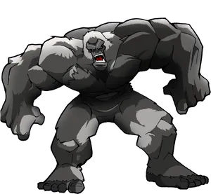 Animated_ Muscular_ Gorilla_ Pose PNG Image