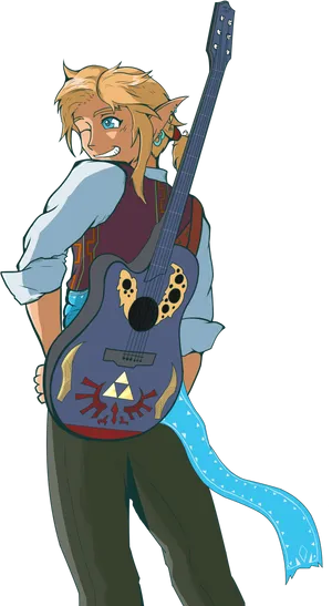 Animated Musicianwith Guitar PNG Image