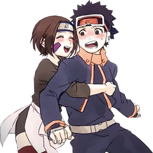 Animated Narutoand Rin Hug PNG Image