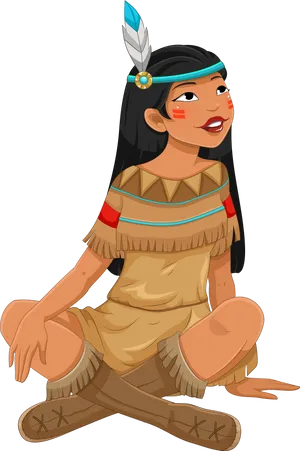 Animated_ Native_ American_ Girl_ Character PNG Image