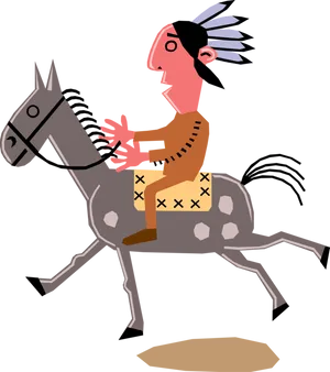 Animated Native American Horseback Riding PNG Image