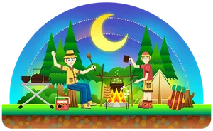 Animated Nighttime Camping Scene PNG Image