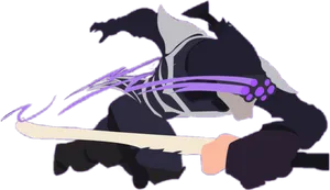 Animated Ninja Action Pose PNG Image