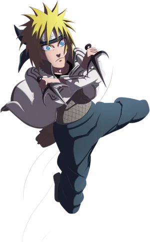 Animated Ninja Action Pose PNG Image