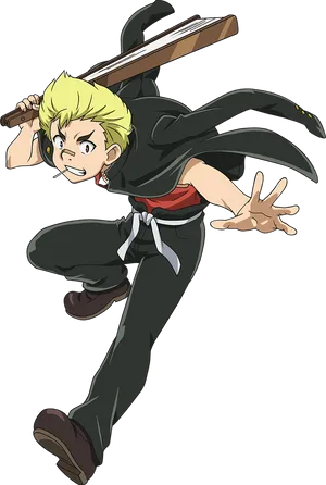 Animated Ninja Boy Action Pose PNG Image