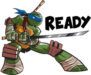 Animated Ninja Turtle Ready For Action PNG Image