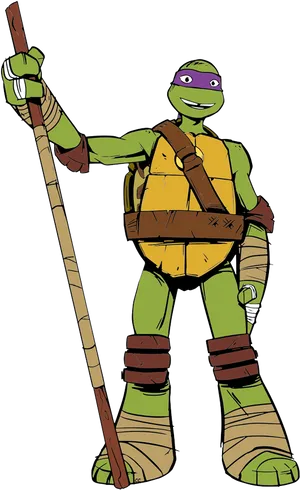 Animated Ninja Turtle With Bo Staff PNG Image