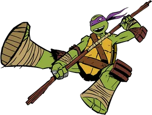 Animated Ninja Turtle With Bo Staff PNG Image