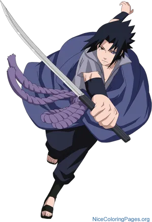 Animated Ninjawith Swordand Rope PNG Image