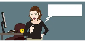 Animated Office Worker Speech Bubble PNG