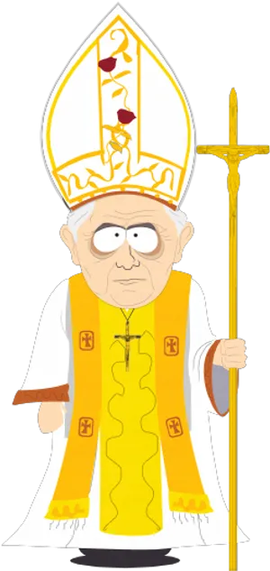 Animated Papal Figurewith Staffand Mitre PNG Image