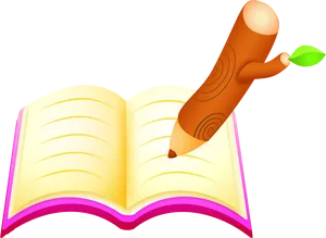 Animated Pencil Writingin Notebook Clipart PNG Image