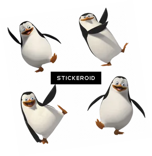 Animated Penguin Poses Collage PNG Image